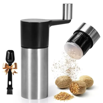Produktbild von Muskatreibe Gewürzmühle Muskatmühle - Edelstahl - Handkurbel - Schwarz