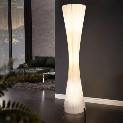 Produktbild von cagü: XL Design Stehlampe LOOP Kegelform Rund Weiß aus feinem Plissee 160cm Höhe