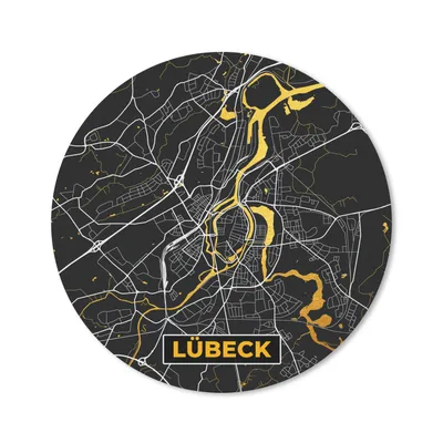 Produktbild von MuchoWow® Mauspad Mousepad Lübeck - Karte - Gold - Stadtplan - Deutschland 20x20 cm - Mousepads - Maus Mat - Pad - Mausunterlage - Schreibtischmatte