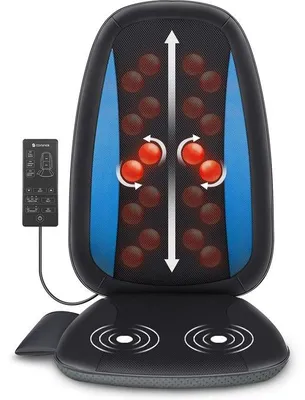 Productafbeelding van massagestoelkussen met warmte, -massagekussen, rugmassageapparaat, ontspanning voor de hele rug, geschikt voor kantoor, thuis en overal daar, geschenken