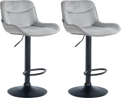 Produktbild von 2er Set Barhocker Vonore Samt schwarz grau