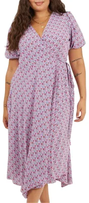 Produktbild von Brave Soul - Wickelkleid für Damen, V-Ausschnitt, Kurven, kurzärmlig GT39750 (48 DE) (Pink)