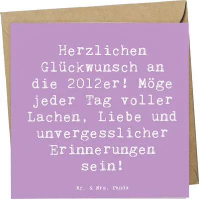 Produktbild von Mr. & Mrs. Panda Klappkarte Spruch 2012 Geburtstag Glückwünsche - Lavendeltraum - Geschenk, Geburtstagsgeschenk, Glückwunschkarte, Jahrgang, Dankbarkeit, Erinnerungen