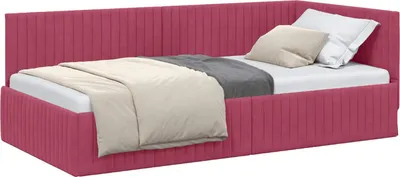 Obrázok produktu pre vidaXL Rohový rám postele s čelom vínovo červený 100 cm x 200 cm zamat