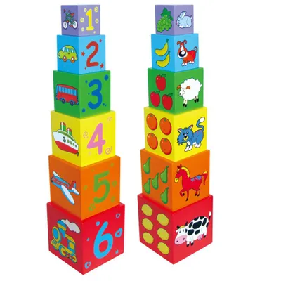 Obrázok produktu pre Viga Toys 6-dielna drevená stohovacia kocka. 1+