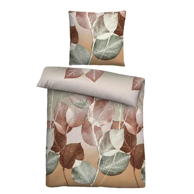 Produktbild von Biberna Feinbiber Bettwäsche Blätterranke gold 135x200 cm + 80x80 cm