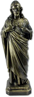 Herz-Jesu-Figur aus Harz, 40 cm, bronzefarben