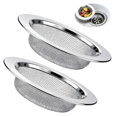 Produktbild von 2 Stück Abflusssieb Edelstahl Rostfrei Doppelrand Feinsieb 7.7cm für 4.5-6cm Abflüsse