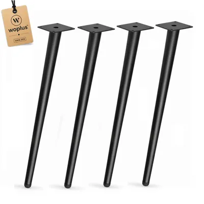 Image de Pied de table incliné 65 cm, métal noir mat – lot de 4