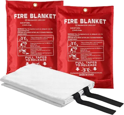 Produktbild von Löschdecke 1 m x 1 m, 2 Stück, Glasfaser, für Küche
