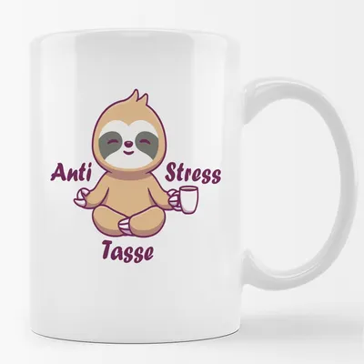 Produktbild von Huuraa Kaffeetasse Anti Stress Tasse Faultier Geschenk Tasse Weiß 330ml Anti Stress Tasse Faultier Präsent