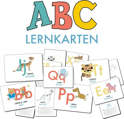 Produktbild von ABC-Lernkarten der Tiere, Bildkarten, Wortkarten, Flash Cards mit Groß- und Kleinbuchstaben