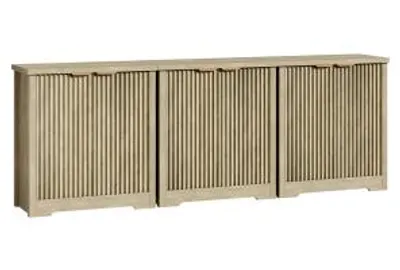 Produktbild von Sideboard Mehrzweckschrank Aufbewahrungsschrank Beistellschrank mit Türen in Eiche-Optik Natur aus Holzwerkstoff (MDF/Spanplatte)