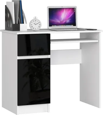 Image de Bureau PC KALRION - blanc / noir brillant, version gauche