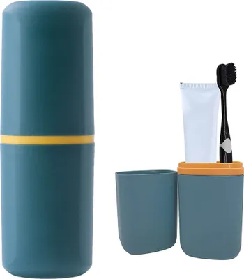Produktbild von Zahnbürstenetui Reisezahnbürstenetui Set Zahnbürste Zahnpastaetui Zahnbürstenetui Dunkelgrün (Zahnbürste und Zahnpasta nicht enthalten)