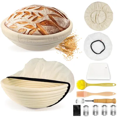 Gärkorb-Set 23 cm, Brotbackkorb mit Zubehör, Anfänger