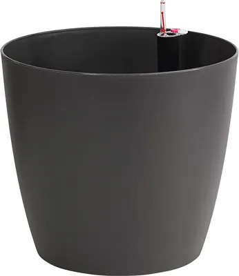 Produktbild von Dehner Pflanztopf Mila mit Selbstbewässerungs-System, Ø 30 cm, Höhe 26 cm, Kunststoff, anthrazit