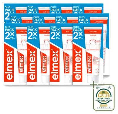 Productafbeelding van 12 x Elmex tandpasta tegen tandbederf met aminfluoride - 75 ml - Verpakking met 12 stuks