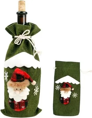 Image de Porte-bouteilles - Sac à bouteilles - Noël - Père Noël - Sapin - Christmas - Xmas - Vert