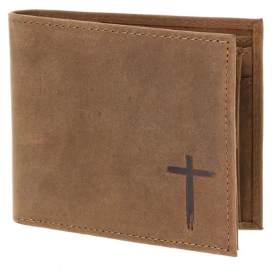 Produktbild von oxmox Leder Geldbörse Leather RFID Protect Querscheinbörse Freedom Cross Embossed Vintage Light Brown braun