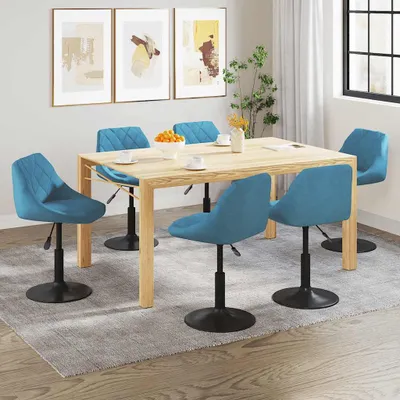 Produktbild von vidaXL Esszimmerstühle 6 Stk. Drehbar Blau Samt