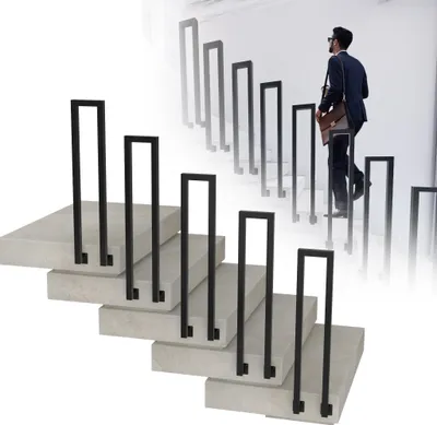 Produktbild von LZQ Handlauf U-förmiger Treppenhandlauf Nordische Moderne Seitlich Angebrachtes Schmiedeeisernes Treppengeländer für Drinnen, Draußen, Villa, Korridor Anti-Rutsch-Ziergeländer Sch(Size:85CM)