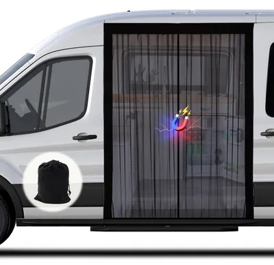 Produktbild von Magnetisches Moskitonetz für Transporter, Fliegengitter für Mercedes Sprinter mit Standarddach und Ford Transit mit Standard-/Mittel-/Hochdach, mit magnetischem Verschluss in der Mitte zum Schutz vor Insekten.