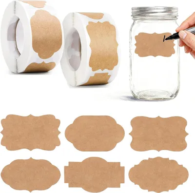 Produktbild von Stückweise Kraftpapier-Etiketten – Selbstklebende Aufkleber – Beschreibbar – Geschenkaufkleber – Marmelade – Etiketten – Geschenk – Dekoration