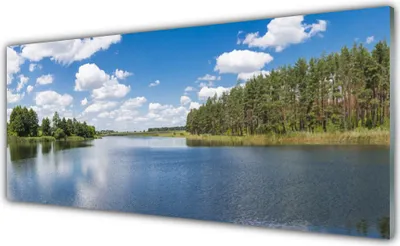 Produktbild von Acrylglasbilder 125x50 Wandbild Druck Wald See Landschaft