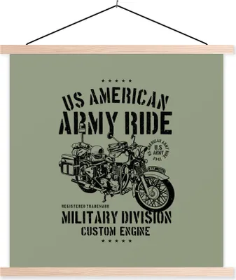 Produktbild von MuchoWow® Textilposter Mancave - Motorrad - Amerika - Oldtimer 60x60 cm mit holzfarbenen Rahmen - Wanddekoration