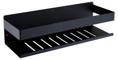 Image de Omgoods - Étagère murale sans perçage, en acier inoxydable, finition noire mate, pour salle de bain et cuisine