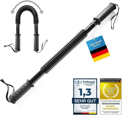 Produktbild von Body & Mind® Profi Königsfeder Biegehantel für Krafttraining Fitness-Training Armtrainer; Biegsame Flexible Feder-Hantel 30 kg für Anfänger und Fortgeschrittene