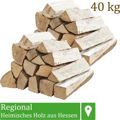 Produktbild von Brennholz Kaminholz Holz 40 kg Für Ofen und Kamin Kaminofen Feuerschale Grill Buche Feuerholz Buchenholz Holzscheite Wood 33 cm Flameup