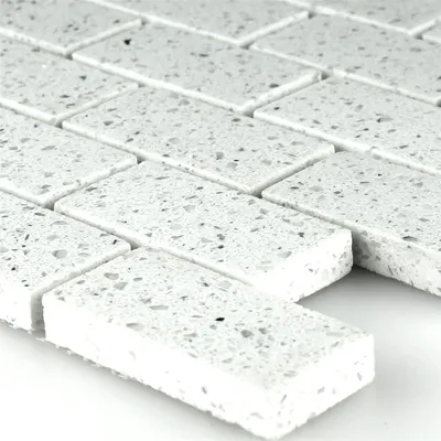 Produktbild von Mosaikfliesen Kunstharz Quarz Weiss