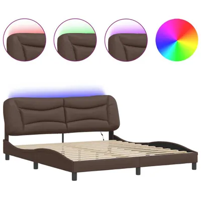 Produktbild von vidaXL Bettgestell mit LED ohne Matratze "Hvar" Braun 180x200 cm