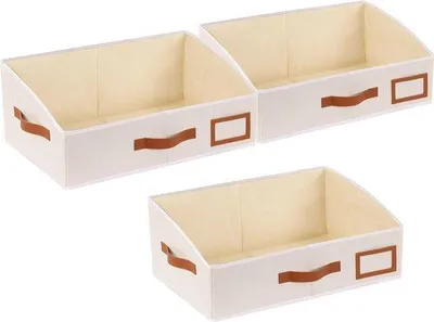 Immagine prodotto di Contenitore pieghevole con maniglia, 50x29x21 cm, beige, confezione da 3 pezzi