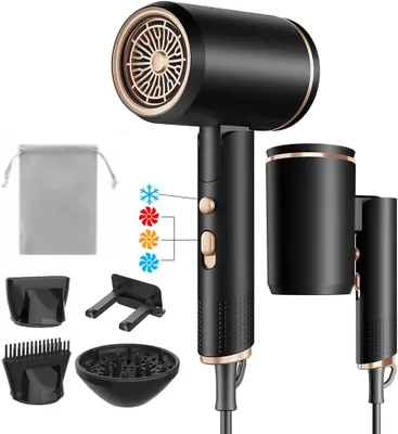 Produktbild von 2400W Klappbar Haartrockner,Profi Fön Reisefön mit Heiß-/Kalttaste,3 Heiz, Schnelltrocknen HairDryer,Salon Haarföhn mit Diffusor & Aufbewahrungstasche