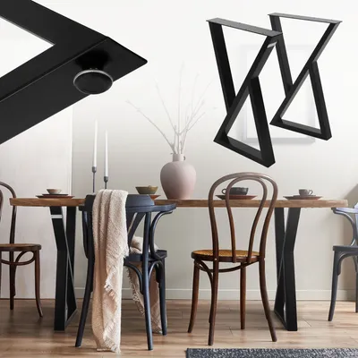 Obrázok produktu pre ML-Design 2 stolové nohy, Š40xV71 cm, stolové podnože v tvare X, z ocele s práškovou povrchovou úpravou, čierna farba, priemyselné, podnož na jedálenský stôl/pracovný stôl