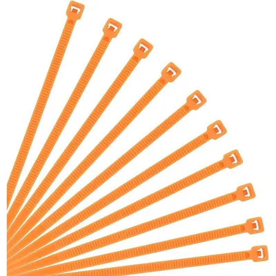 Zdjęcie produktu dla Opaski kablowe, kolor pomarańczowy, 500 sztuk, długość 300 mm, szerokość 3,6 mm, odporne na promieniowanie UV, wytrzymałość na rozciąganie: 18,2 kg