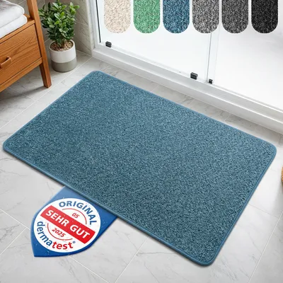 Image de Tapis de bain bleu – antidérapant et lavable – tapis de bain très absorbant – tapis de douche hygiénique – tapis de bain antidérapant et lavable, 40 x 60 cm, séchage rapide
