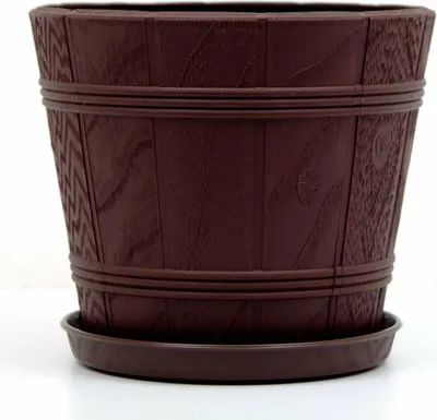 Zdjęcie produktu dla Doniczka Doniczka Elba z podstawką z tworzywa sztucznego (Ø26 cm, H=22 cm (3), brązowa)