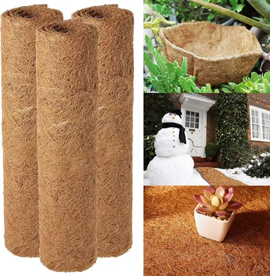 Obrázek produktu pro Přírodní a ekologická kokosová podložka pro květináče, ochranná podložka s vynikající ochranou proti plevelu, 3 kusy, rozměry 30 x 100 cm