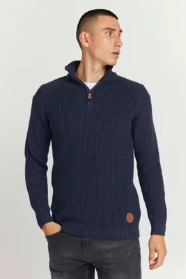 Produktbild von SOLID SDXenox Herren Strickpullover Troyer Grobstrick Pullover mit Stehkragen 100% Baumwolle Regular fit