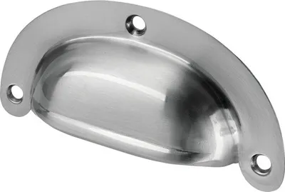 Produktbild von Möbelgriff Muschelgriff Stahl edelstahlfinish LxBxH 20/95/48 mm