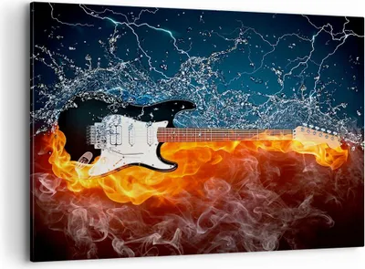 Produktbild von Bild auf Leinwand - Leinwandbild - Gitarre Instrument Musik - 100x70cm - Wand Bild - Wanddeko - Leinwanddruck - Bilder - Kunstdruck - Wanddekoration - Leinwand bilder - Wandkunst - AA100x70-0215
