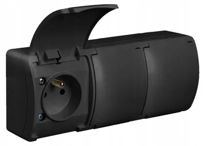 Image de Prise électrique triple, modèle G3F-05, à encastrer, étanche, de couleur noire