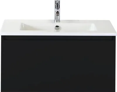 Produktbild von Sanox Badmöbel-Set Frozen BxHxT 81 x 42 x 46 cm Frontfarbe schwarz mit Waschtisch Keramik weiß 75734532