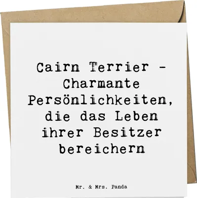 Produktbild von Mr. & Mrs. Panda Klappkarte Spruch Cairn Terrier - Weiß - Geschenk, Grußkarte, liebenswerte Hunde, Hunderassen Beschreibung, doppelkarte, bewegungsfreudig, Vielfalt