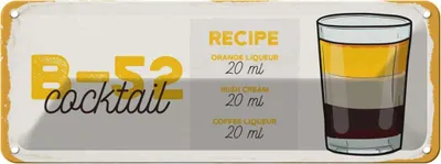 Produktbild von vianmo Blechschild 10x27 cm B-52 Cocktail Recipe Orange