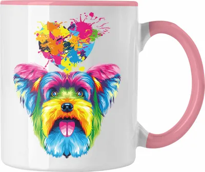 Produktbild von Trendation - Yorkie Herz Farbe Besitzer Tasse Geschenk Lustiger Spruch Geschenkidee Yorkie Liebhaber (Rosa)
